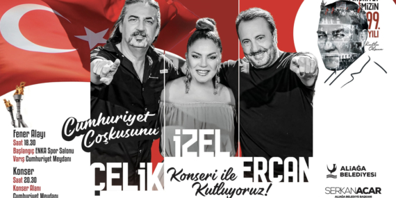 Aliağa Belediyesi’nden 99.Yıla Özel Fener Alayı ve İzel-Çelik-Ercan Konseri